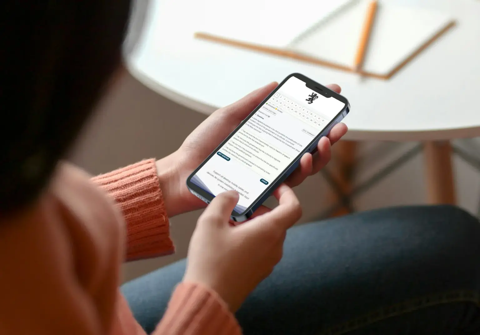 Candidate using OET Quiz Bank on mobile